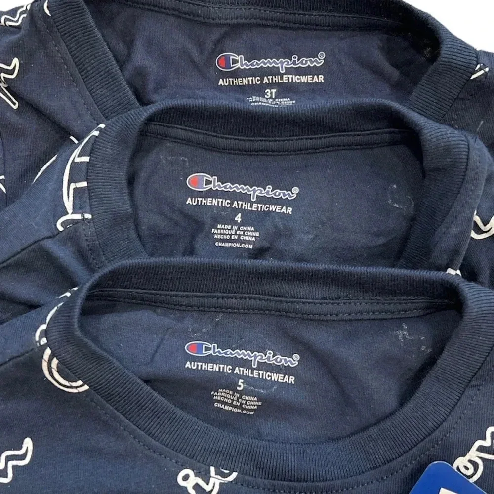 Champion Boys Navy Logo Print Tee Shirt 3T 4 5